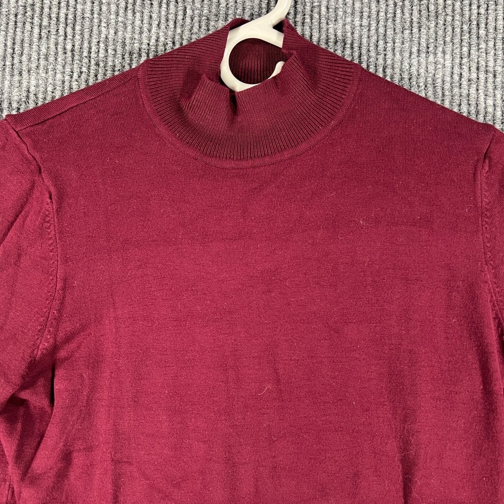 Tahari Sweater Womens Medium Purple Long Sleeve Mock Neck Casual Pullover